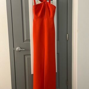 Elegant Redish orange Halter ball gown